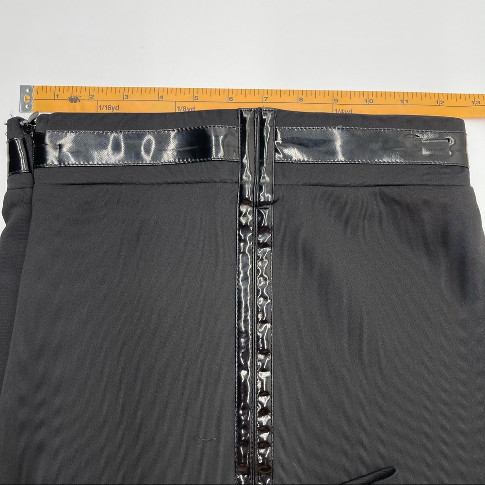 2B Bebe Black faux Leather Trim Pencil Skirt - Picture 3 of 13